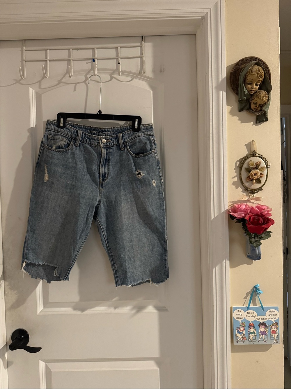 Old Navy Light Wash Distressed Denim Bermuda Shorts